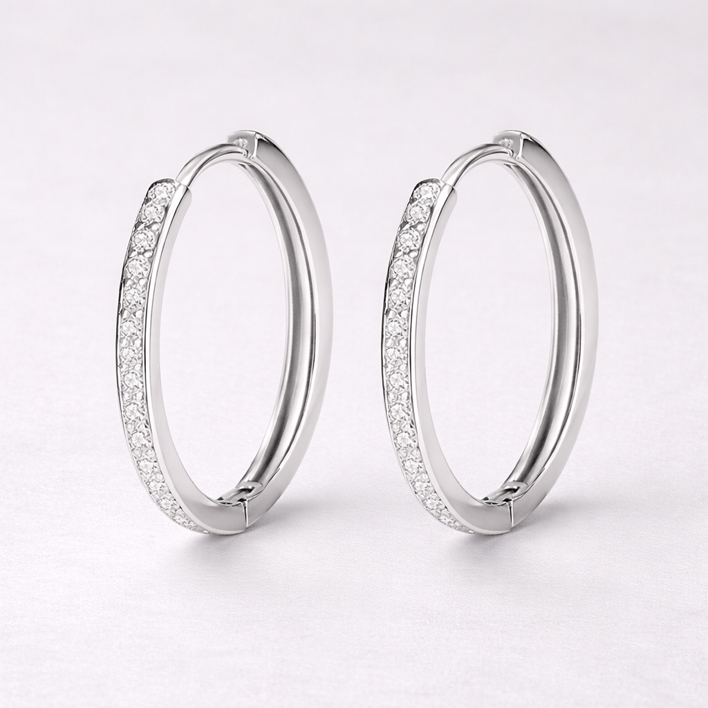 Zirkonia Hoops — Sterling Sølv