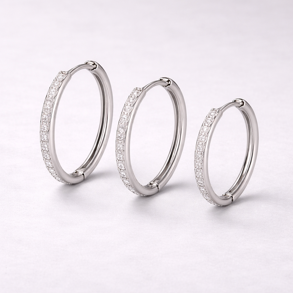 Zirkonia Hoops — Sterling Sølv