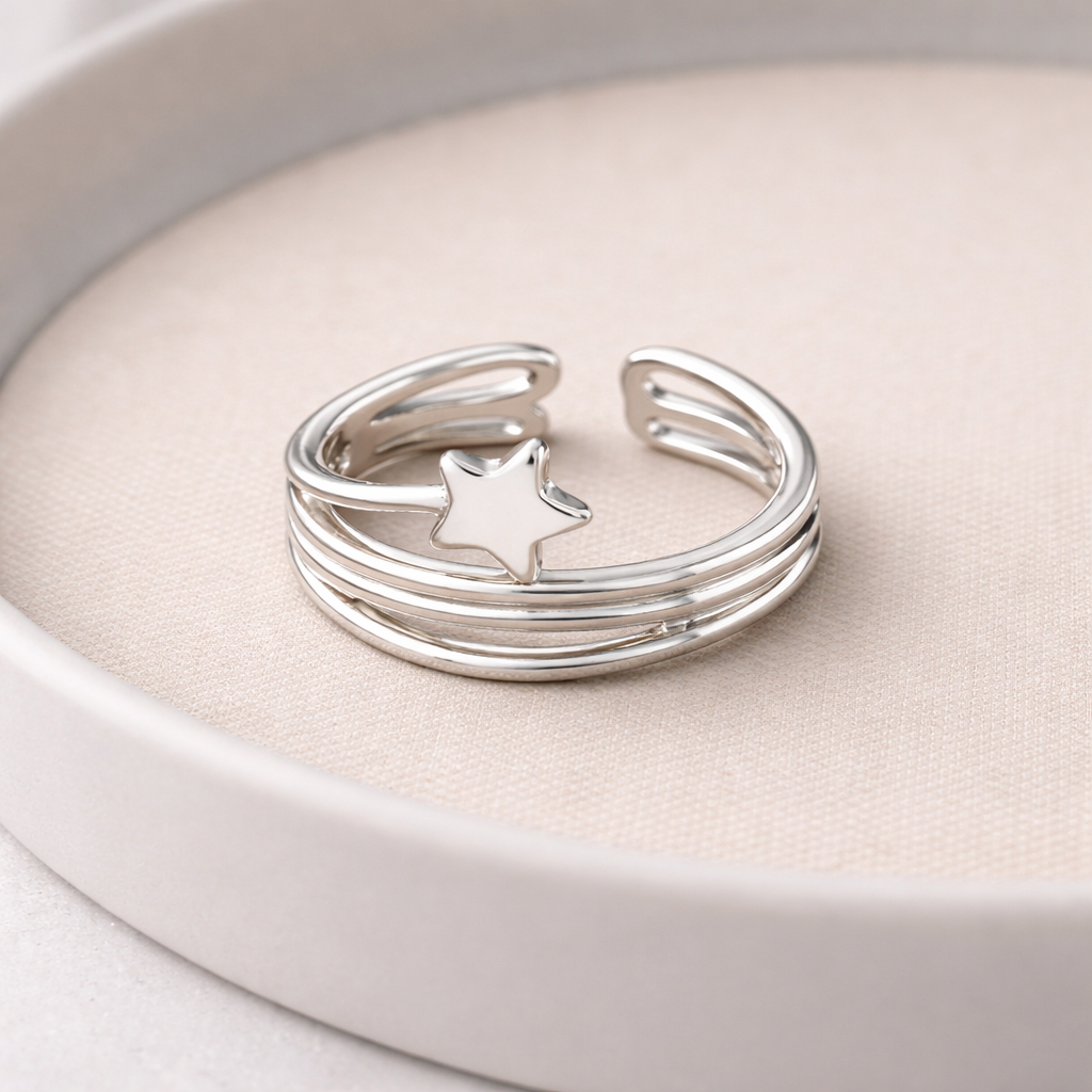 Stjerne Multilayer Ring — Sterling Sølv